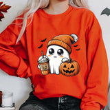 Women's Plus Cute Ghost Graphic Sweatshirts