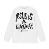 Vintage Hoodie text print long short sleeve t-shirt washed old t-shirt
