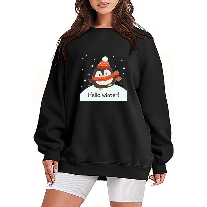 Fall Winter Sweatshirt For Womens Cute Christmas Penguin