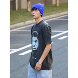 Basket Ball Star T Shirt Basketball Paul George Washed Distressed Printed T-Shirt Vintage Cotton Short Sleeve