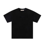 Fog Essentials T Shirts Spring Summer FOG Flocking Letters Crew Neck Pullover Short Sleeves