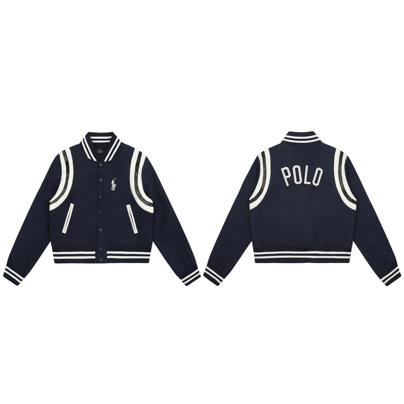 Ralph Lauren Coat Autumn/Winter Pony Embroidery Vintage Wool Leather Baseball