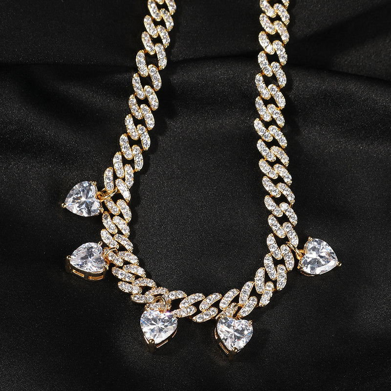 Chains Love Splicing Cuban Chain Zircon Necklace St. Valentine's