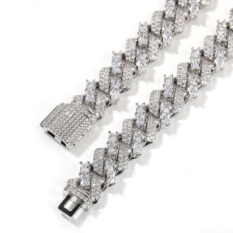 Chains 15mm Mixed 5A Zircon Personalized Cuban Chain Necklace Spectrum