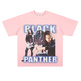 Film Star T Shirt Rock Music Black Panther Band Loose Retro Street Cotton T-shirt Men and Women