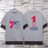 Basketball Sports T Shirt Basketball Sports Philadelphia 76ers Harden No. 1 Training Wear Korean Style Student Loose