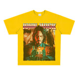 Film Star T Shirt Vintage American Street Printed round Neck T-shirt for Men and Women