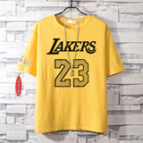 Basketball Sports T Shirt Lakers James No. 23 Kobe No. 24 Short Sleeve T-Shirt Male Letter Loose Student Pure Cotton