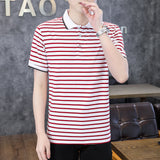 Mariner Shirt Polo Men's Short Sleeve Slim Fit Stripe Trendy Navy-Striped Shirt T-shirt
