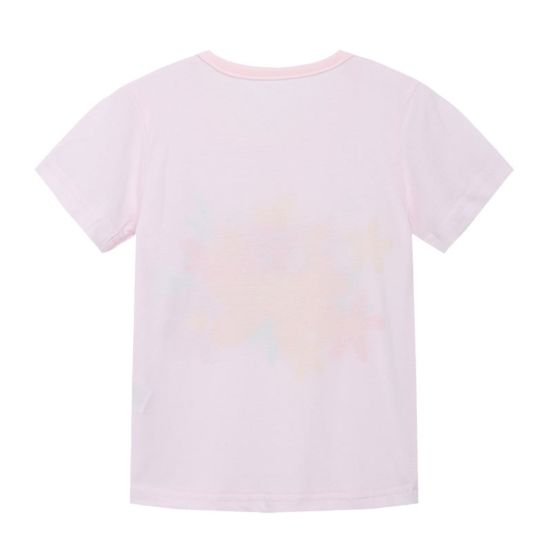 Boy T Shirt Summer Girls T-shirt Short Sleeve-Way Top Cartoon Printed round Neck