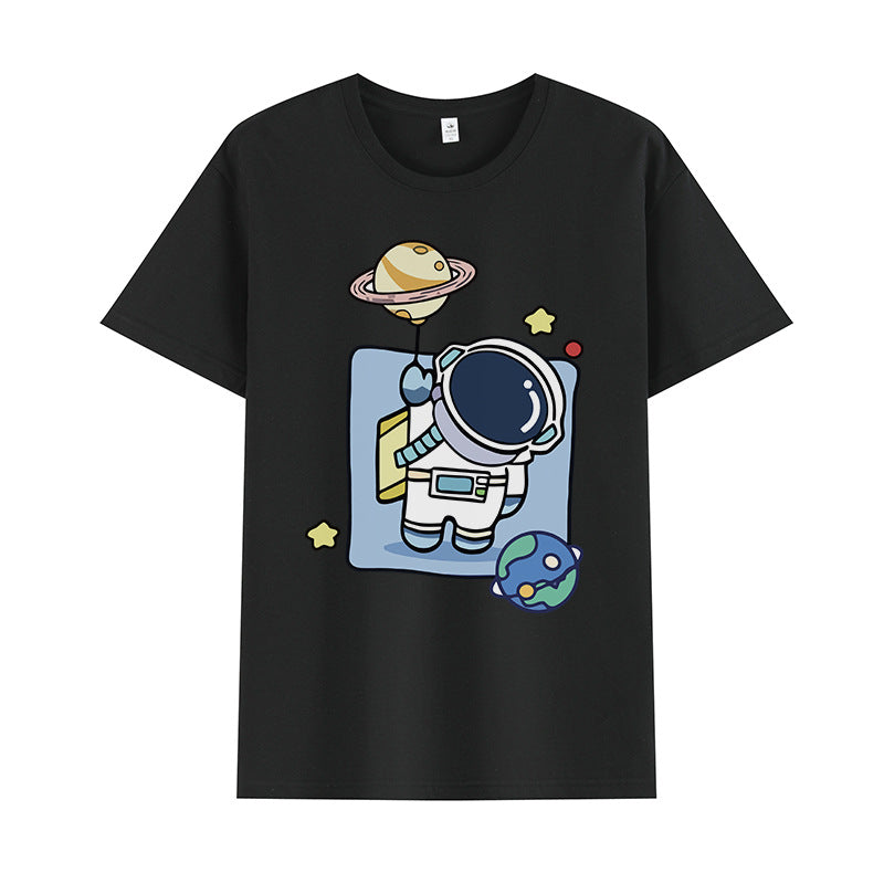 Basketball Sports T Shirt Summer Astronaut Short Sleeve T-Shirt Men And Women Loose