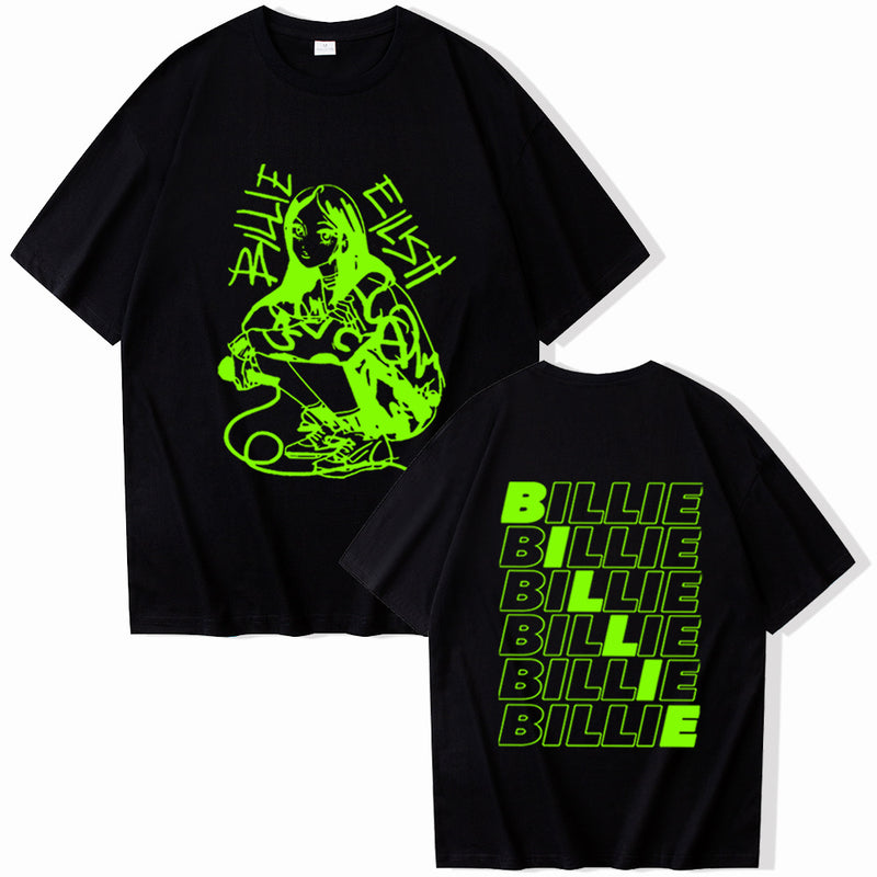 Billie Art Print Harajuku O-Neck Short Sleeve Shirts Billie