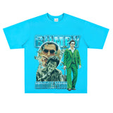 Film Star T Shirt Loose Heavy Retro Street Cotton Small Neckline T-shirt for Men and Women