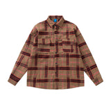 MIJKO Mens Jacket Loose Plaid Jacket Unisex