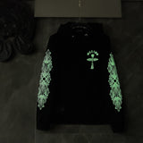 Chh Chrome Hearts Hoodie graffiti big horseshoe print hand-painted luminous hooded sweater