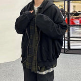 MIJKO Mens Jacket Fake Two-piece Shirt Splicing Heavy Jacket