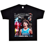 Basket Ball Star T Shirt Washed Distressed Lamelo Ball Printed Short Sleeve T-Shirt Vintage Pure Cotton