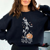 Pius size Halloween Skeleton Pumpkin Print Hoodies