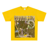 Film Star T Shirt Cotton Short Sleeve Loose Retro Design round Neck Heavy T-shirt Men