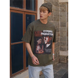 Film Star T Shirt Trendy Cotton Short Sleeve Loose round Neck American Retro T-shirt for Men