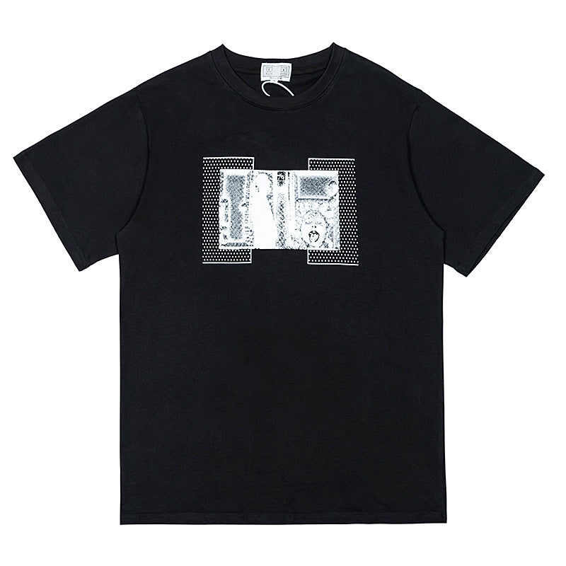 C.e t shirts creative character frame pattern round neck pullover short sleeve for men and women