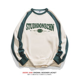 Men Pullover Hoodie Spring Patchwork Sweater Men Couple Letters round Neck Loose All-Match