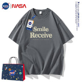Nasa T Shirt Short Sleeve T-Shirt Men'S And Women'S Loose Half Sleeve Round Neck Summer