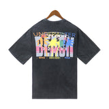 Who Decided War T Shirts Who Decided War Butterfly Washing Water Old Alphabet Print Short Sleeve T-Shirt