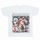 Basket Ball Star T Shirt Jimmy Butler Printed Washed Distressed T-shirt Cotton Short Sleeve round Neck