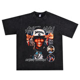 Basket Ball Star T Shirt Basketball Short Sleeve Anthony Edwards Washed Distressed T-shirt Loose
