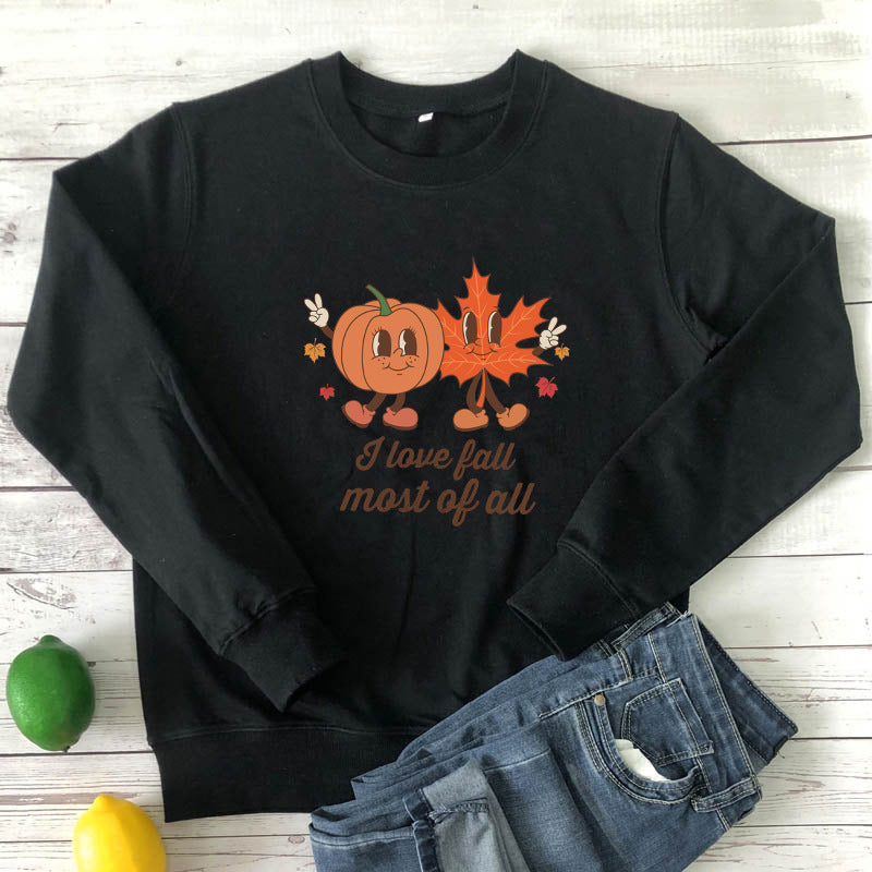Colored I Love Fall Most of All Sweatshirt Vintage Women