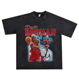 Film Star T Shirt Washed Old American Round Neck Loose T-Shirt Retro Short Sleeve