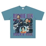 Film Star T Shirt Loose American Retro Street Cotton T-shirt for Men and Women