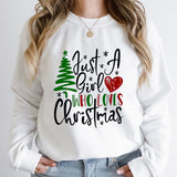 Just A Girl Who Loves Christmas Print Pullovers Women