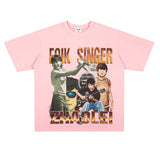 Film Star T Shirt Loose American Retro Street round Neck T-shirt Men and Women