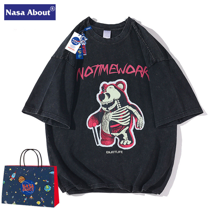 Nasa T Shirt Short Sleeve T-Shirt Men'S Strawberry Bear Half Sleeve