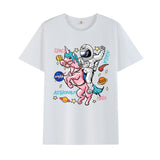 Basketball Sports T Shirt Short Sleeve T-Shirt Male Astronaut Loose Student