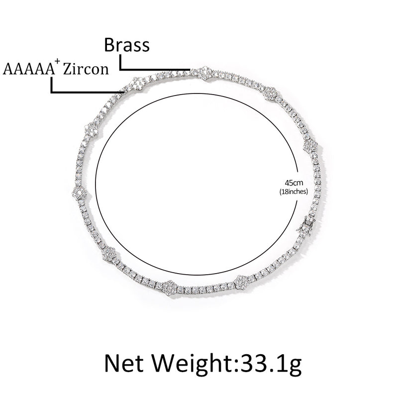 Chains 5A Zircon Flower Tennis Chain Tide Cool St. Valentine's Spectrum