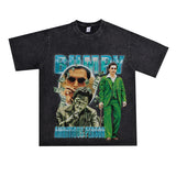 Film Star T Shirt Loose Heavy Retro Street Cotton Small Neckline T-shirt for Men and Women