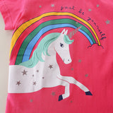 Boy T Shirt Knitted Cotton Girls T-shirt Short Sleeve round Neck Children Cartoon Printed Short Sleeve