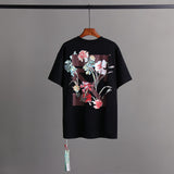 Off Whtie T Shirts Floral Heat Transfer Patch Men'S And Women'S Same Style Fashion Brand Short Sleeve