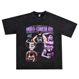 Basket Ball Star T Shirt Jason Williams Basketball Washed Distressed Printed American Retro T-shirt for Men