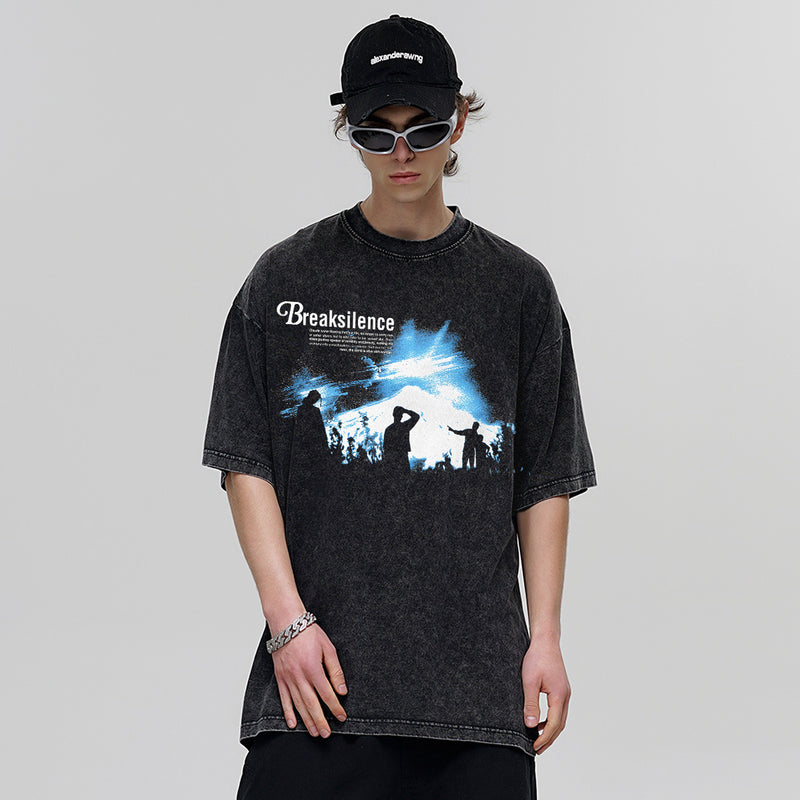Vintage T-shirts BREAKSILENCE American washed and old summer short-sleeved t-shirts