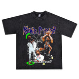 Basket Ball Star T Shirt Basketball Kevin Durant Washed Distressed Printed T-Shirt Personalized Short Sleeve Pure Cotton