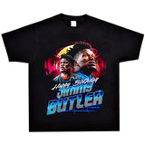 Basket Ball Star T Shirt Jimmy Butler Printed Washed Distressed T-shirt Cotton Short Sleeve round Neck