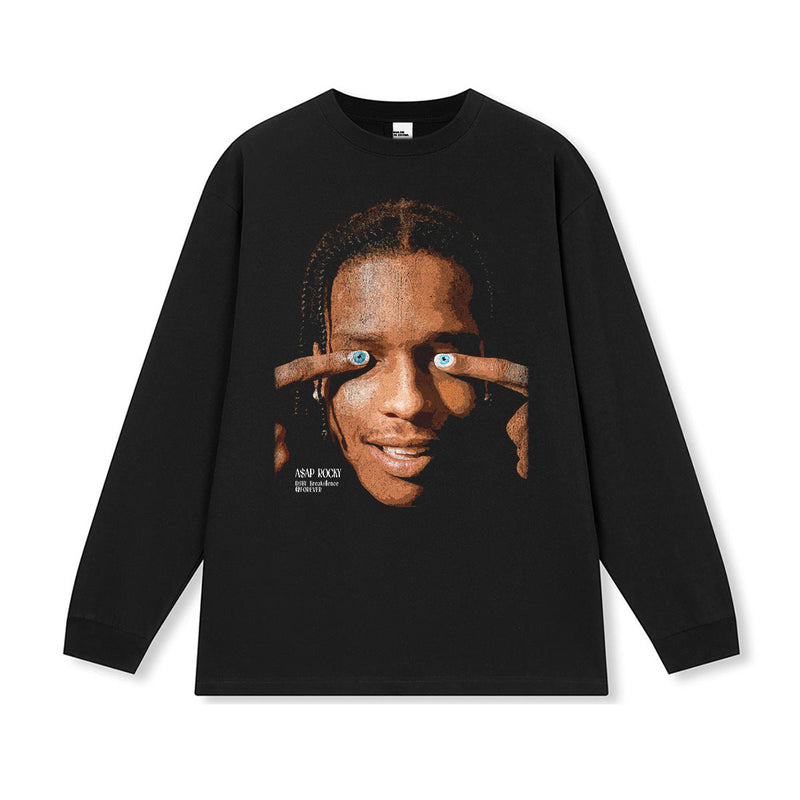 Asap Rocky Hoodie ASAP ROCKY Printed Short Sleeve T-Shirt Men's Long Sleeve