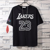 Basketball Sports T Shirt Lakers James No. 23 Kobe No. 24 Short Sleeve T-Shirt Male Letter Loose Student Pure Cotton