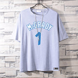 Basketball Sports T Shirt Short-Sleeved T-Shirt Men'S Magic Mcgrady No. 1 Basketball Sports Training Wear Student Loose