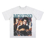 Film Star T Shirt Edward Short Sleeve Loose Retro American Street T-shirt Men and Women