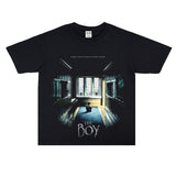 Film Star T Shirt Movie Spirit Doll Contract Pure Cotton Loose Nostalgic Short Sleeve Trendy Heavy T-shirt for Men